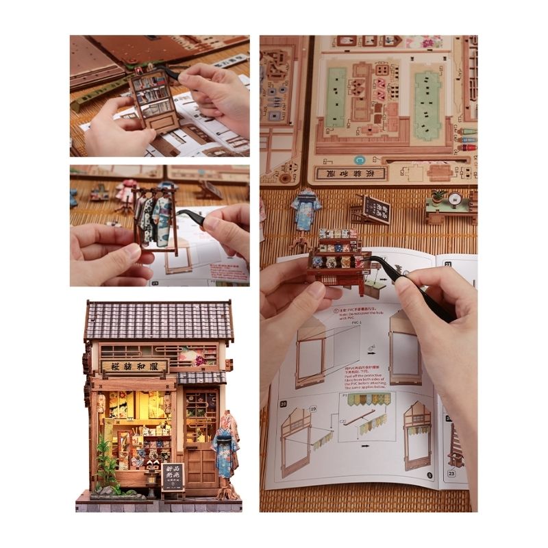 Japanese Wooden Miniature House Sakura Kimono Shop