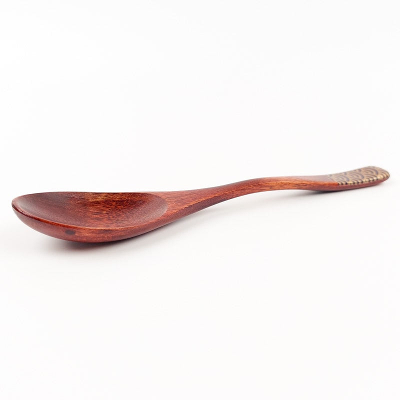 Japanese Wooden Spoon - Seigaiha Blue