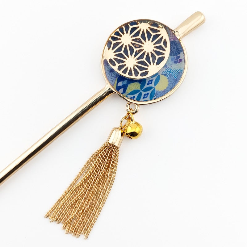 Kanzashi - Blue Asanoha