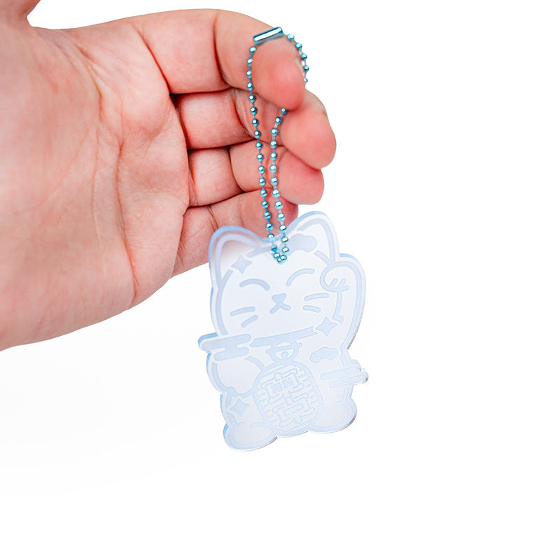 Keychain - Fluorescent Blue Maneki Neko