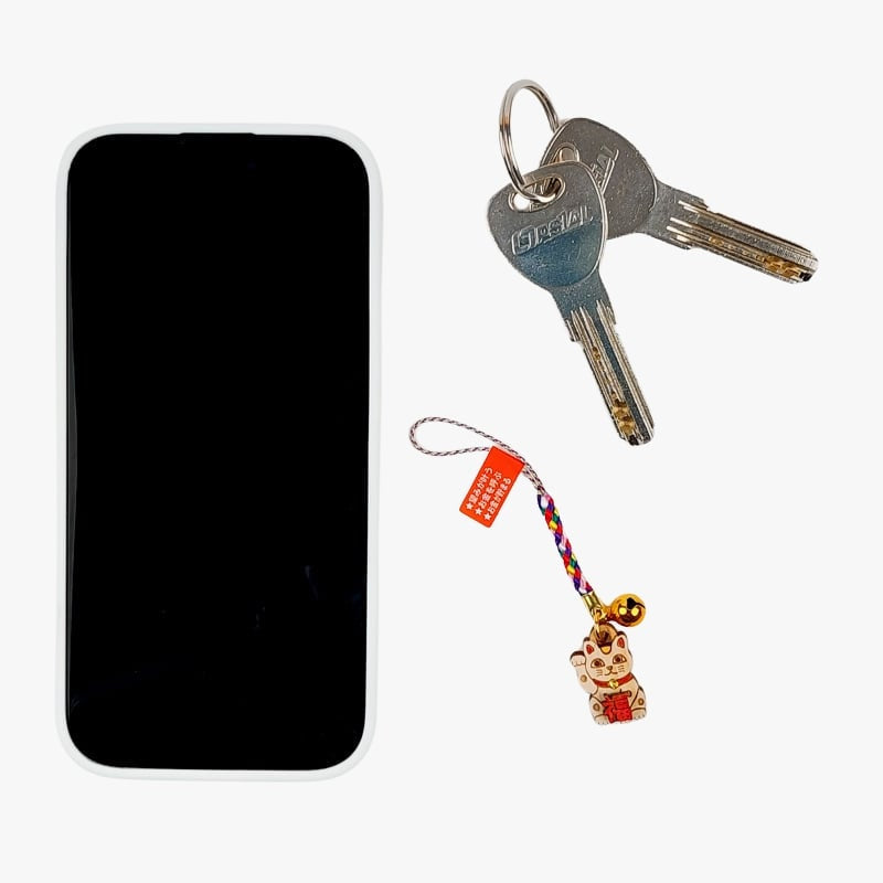 Keyring Maneki Neko Wood