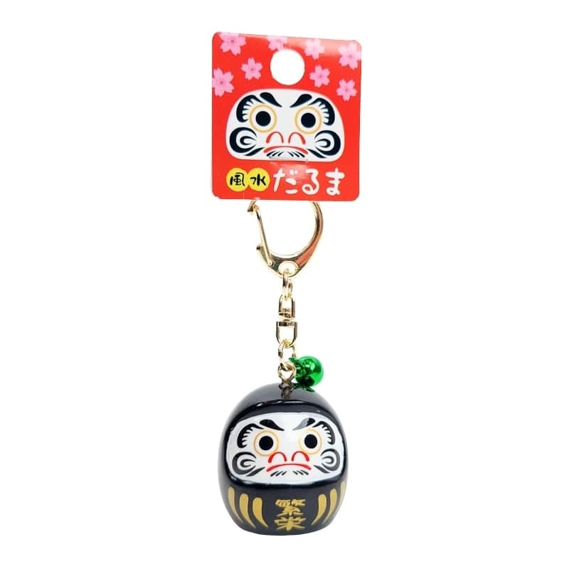 Large Japanese Keychain - Daruma (Color of Choice) Black