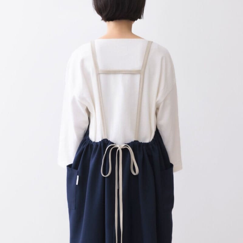 Long Japanese Apron Navy Blue