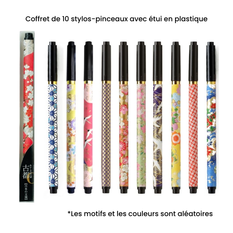 Pack of 10 Koto Japanese Black Brush Pens