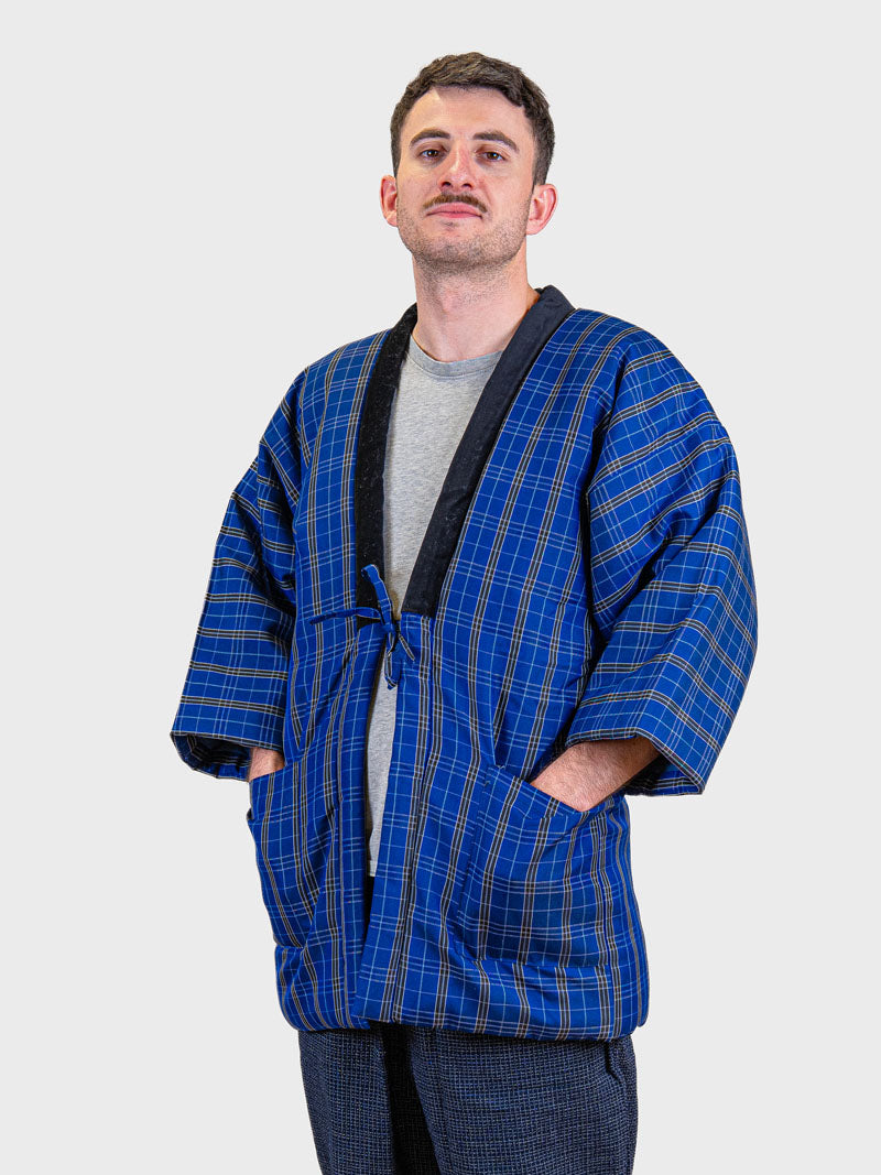 Men’s Hanten Jacket – Blue Kōshi Check