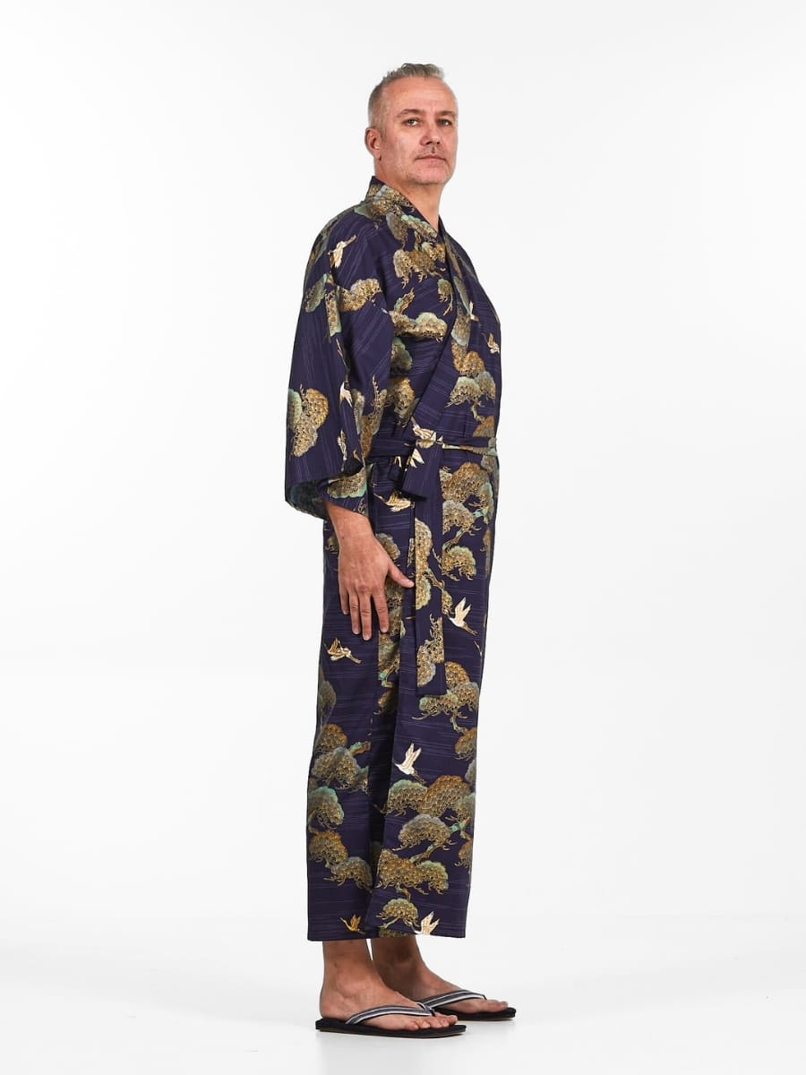 Men’s Japanese Kimono - Crane & Pine One Size