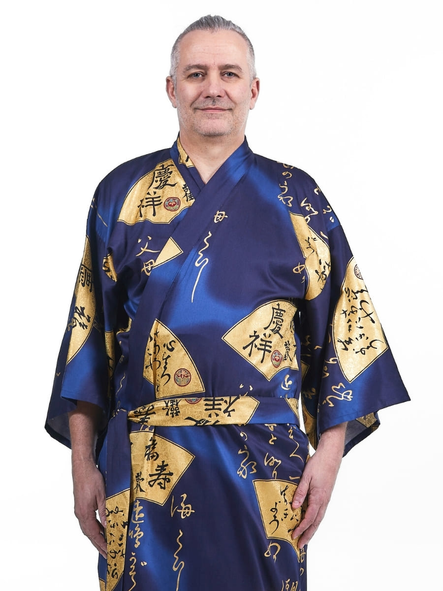 Men’s Japanese Kimono – Sensu Gold One Size
