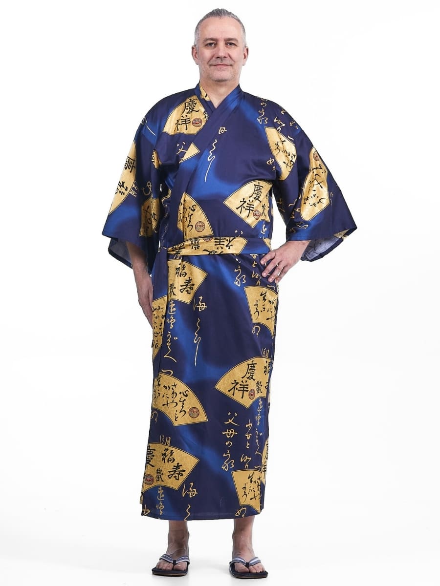 Men’s Japanese Kimono – Sensu Gold One Size