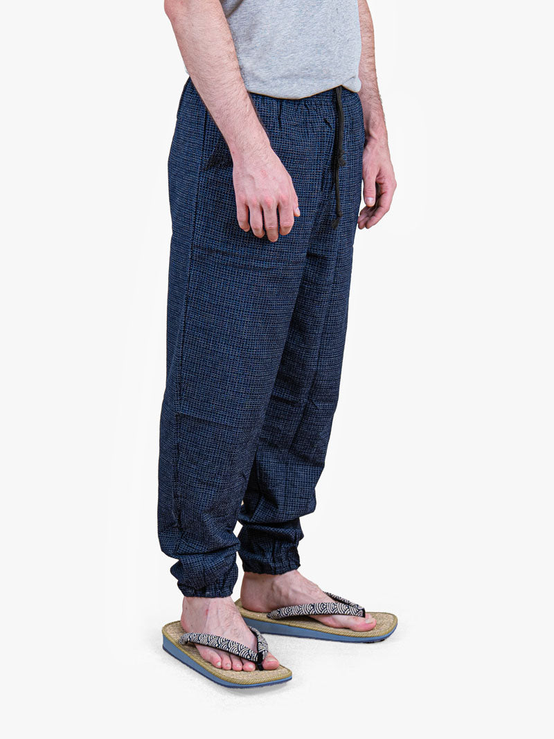 Men’s Japanese Trousers – Midnight Blue Kōshi Check