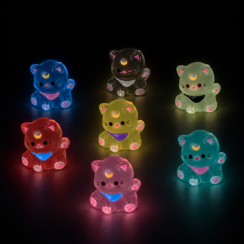 Mini Figurine - Colourful Glow-in-the-Dark Cat