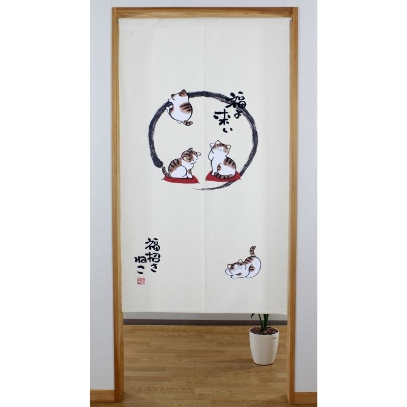 Noren Curtain Zen Cat 85 x 150 cm (33.5’’ x 59’’)