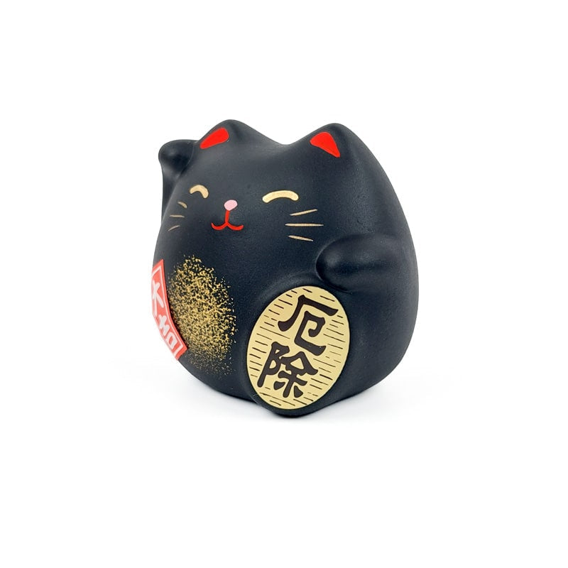 Round Maneki Neko - Black