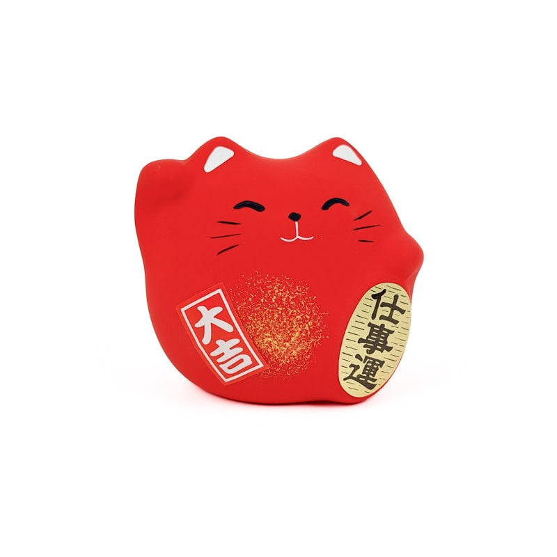 Round Maneki Neko - Red
