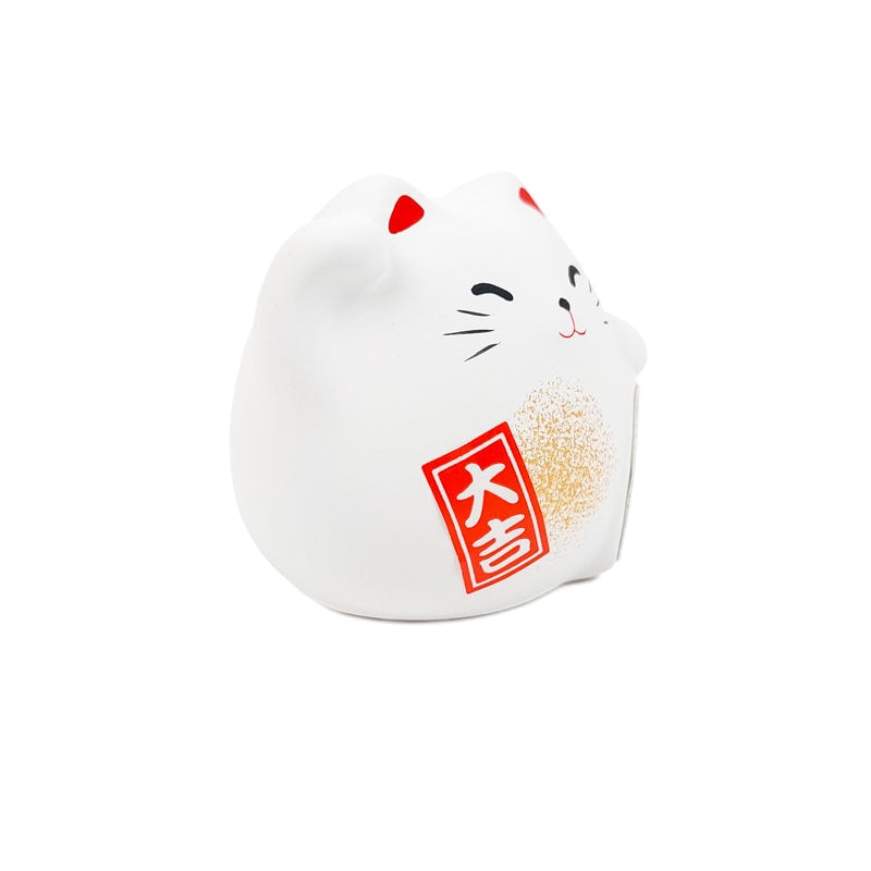 Round Maneki Neko - White