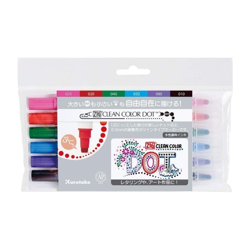 Set of 6 Dot Double-Point Felt Pens