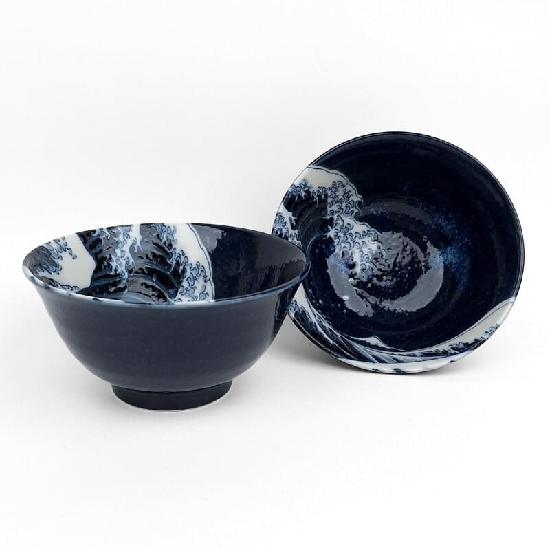 Set of 2 Small Japanese Bowls – Kanagawa Wave