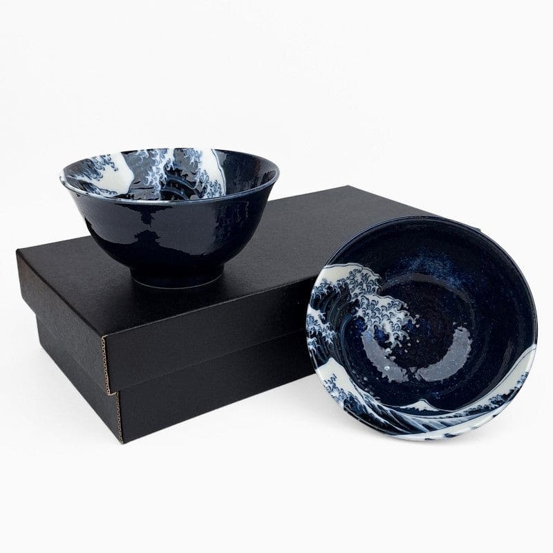 Set of 2 Small Japanese Bowls – Kanagawa Wave