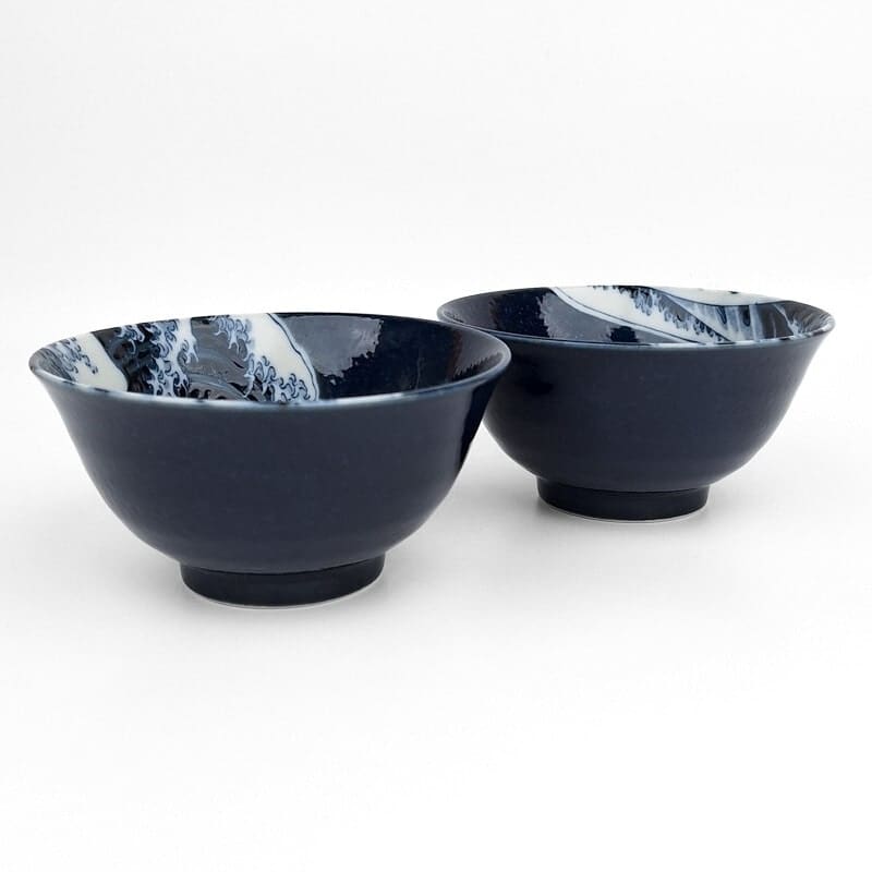 Set of 2 Small Japanese Bowls – Kanagawa Wave