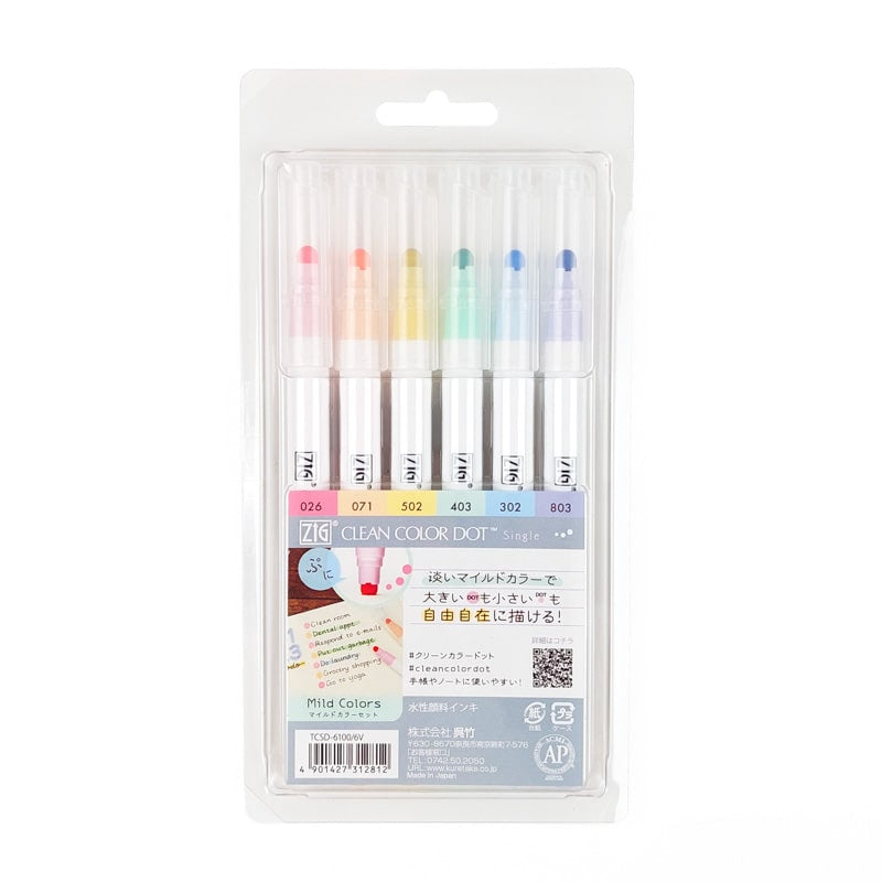 Set of 6 Dot Mild Highlighters