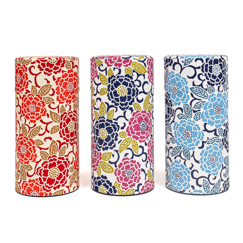 Set of Three Floral Washi Tea Caddies