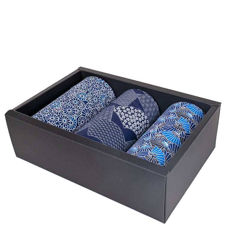 Set of Three Japanese Tea Caddies - Indigo