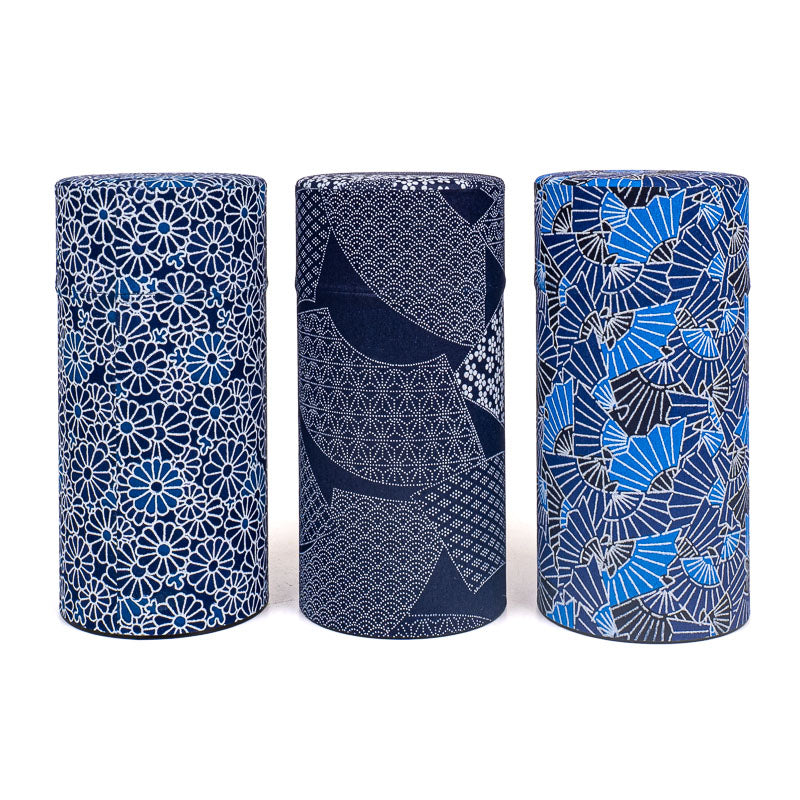 Set of Three Japanese Tea Caddies - Indigo