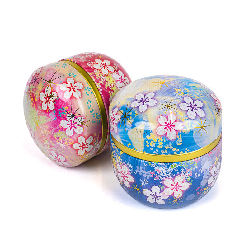 Set of Two Floral Metal Tea Caddies