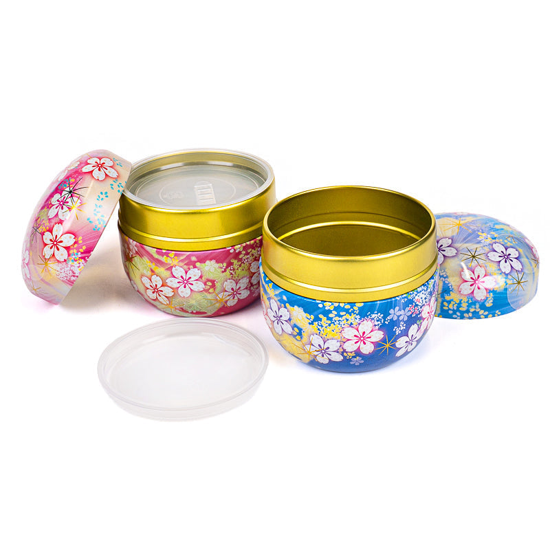 Set of Two Floral Metal Tea Caddies