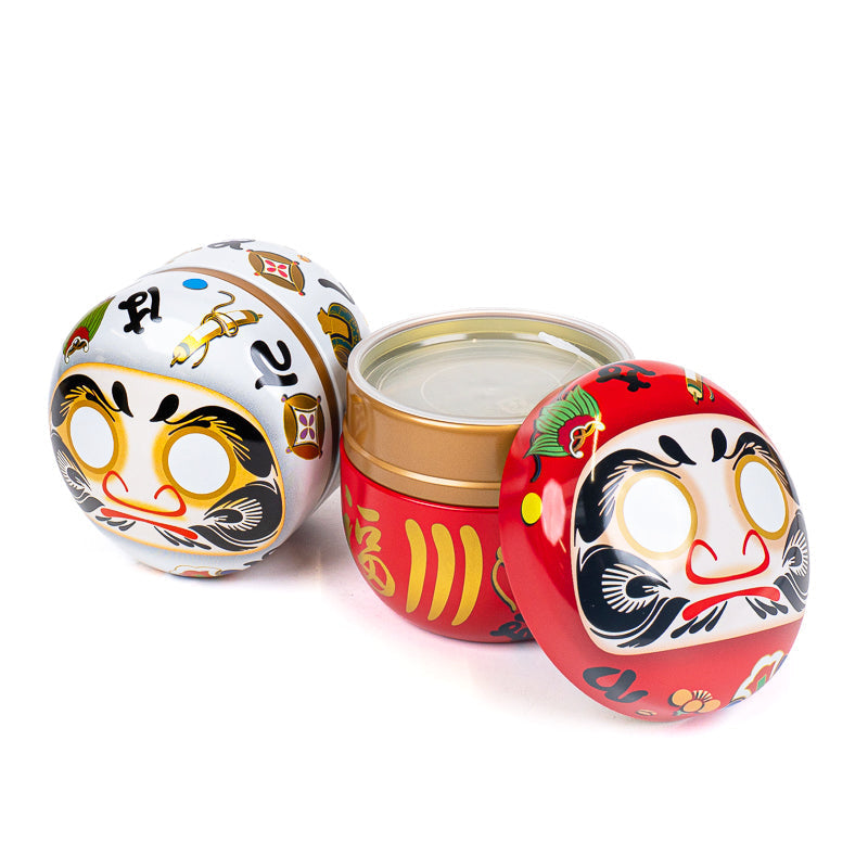 Set of Two Metal Tea Caddies - Daruma