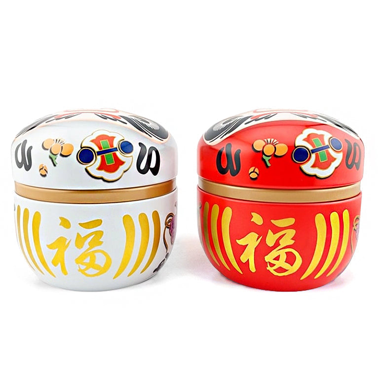 Set of Two Metal Tea Caddies - Daruma