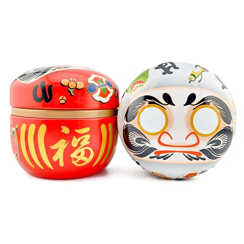 Set of Two Metal Tea Caddies - Daruma