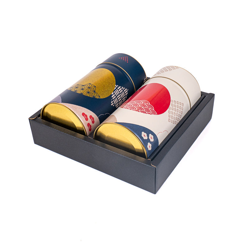 Set of Two Metal Tea Caddies - Sun & Moon