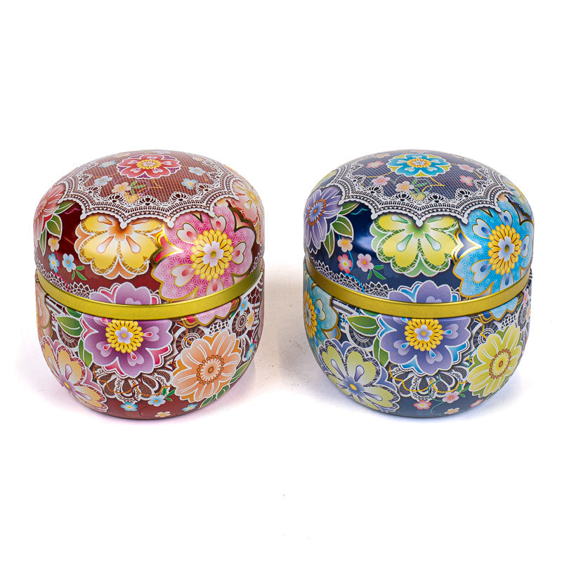 Set of Two Tea Caddies - Japanese Flowers