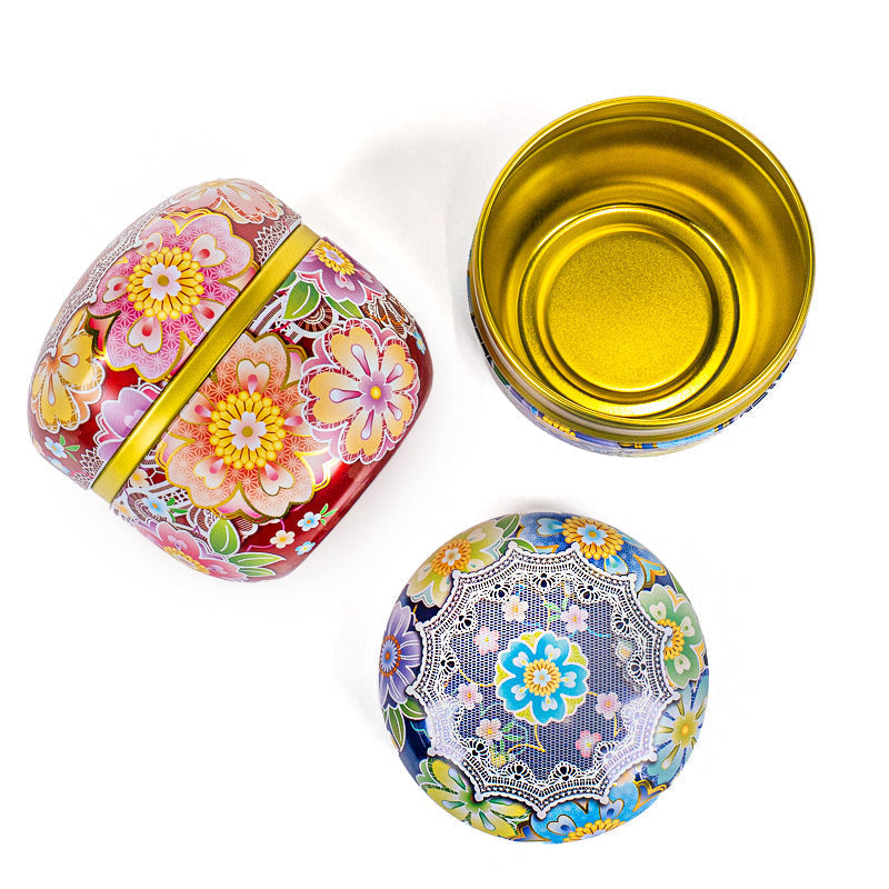 Set of Two Tea Caddies - Japanese Flowers