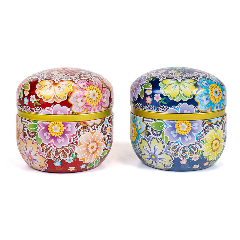 Set of Two Tea Caddies - Japanese Flowers