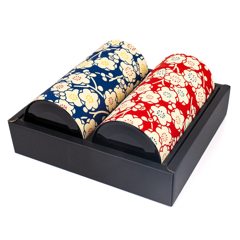Set of Two Washi Paper Tea Caddies - Ume