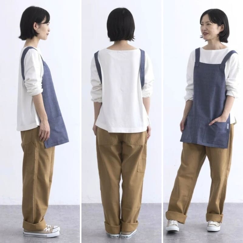 Short Japanese Apron - Unisex Blue