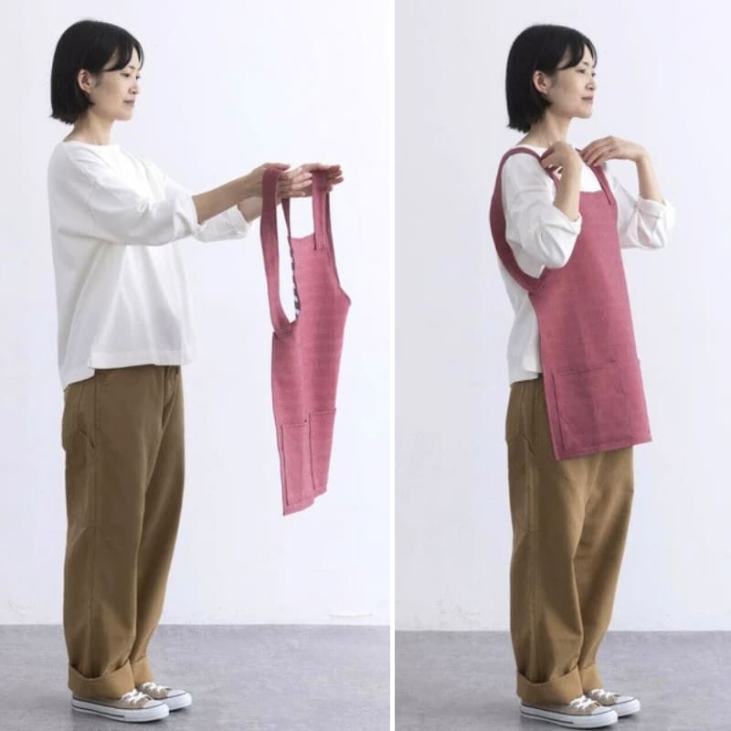 Short Japanese Apron - Unisex Red