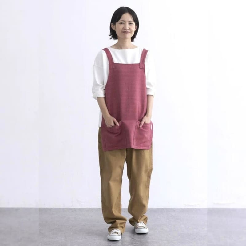 Short Japanese Apron - Unisex Red