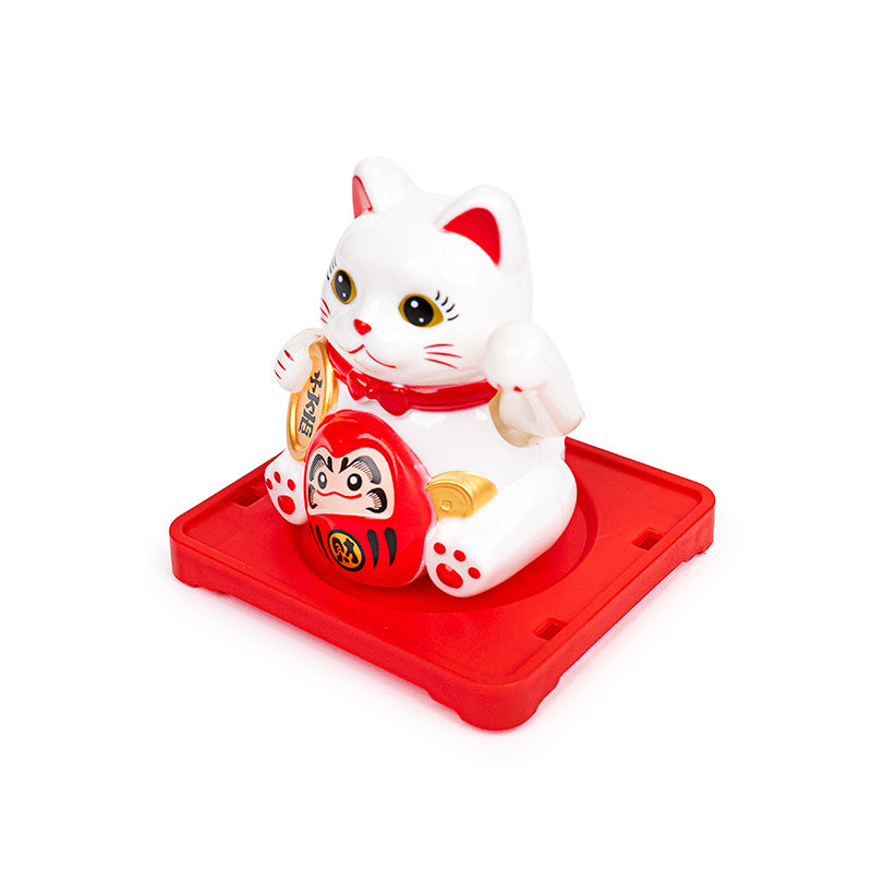 Solar Articulated Maneki Neko Cat - Daruma