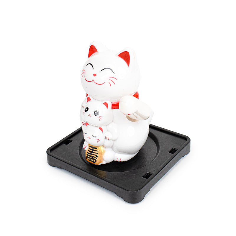 Solar Articulated Maneki Neko Cat - Family