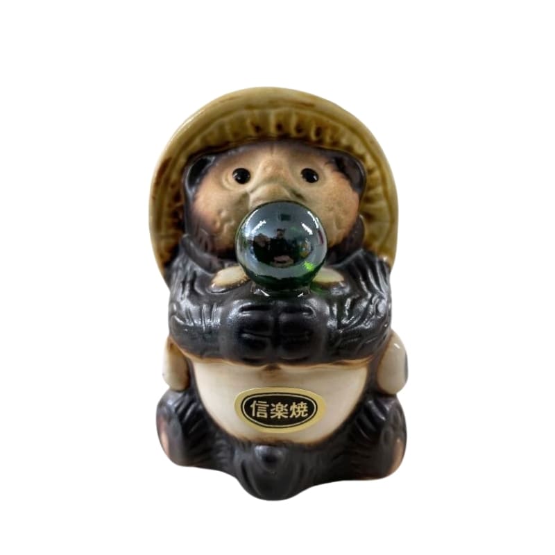 Tanuki Figurine - Green Pearl