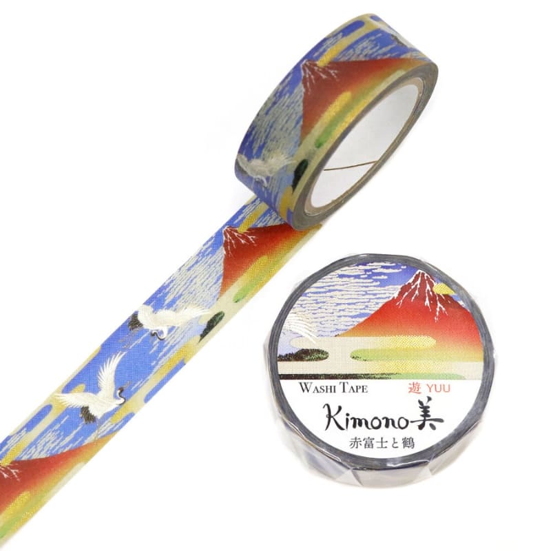 Japanese Washi Tape Fuji Red and Crane