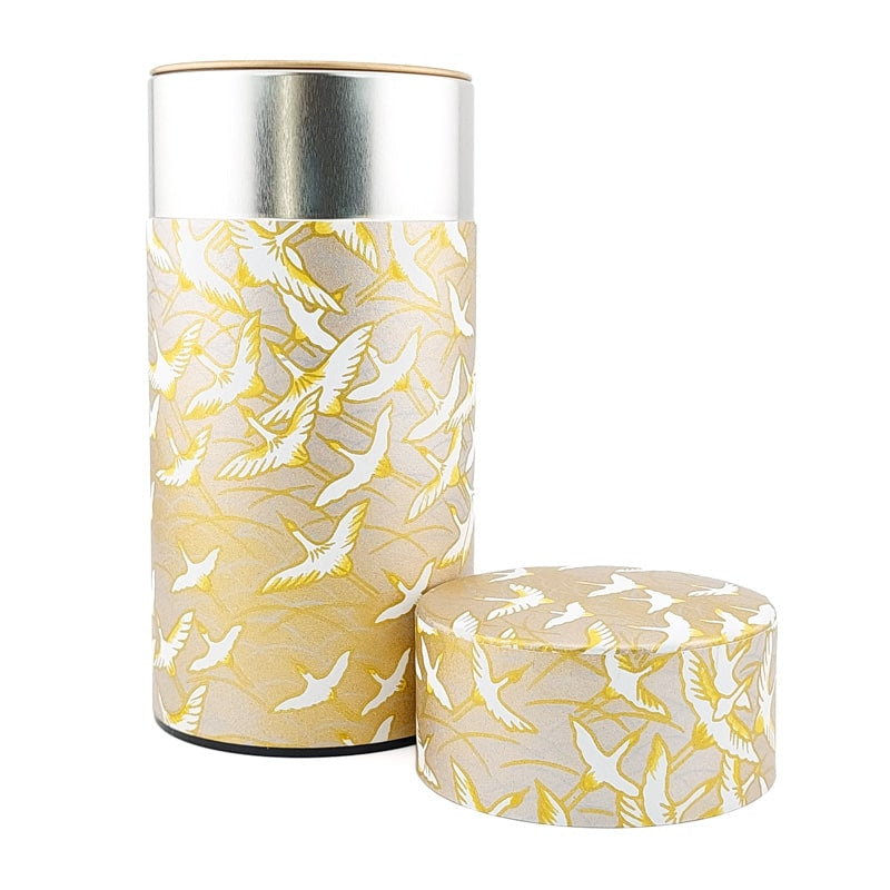 Washi Tea Canister - Golden Crane
