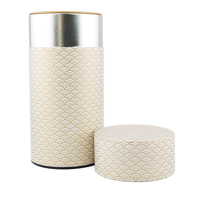 Washi Tea Canister - Golden Seigaiha