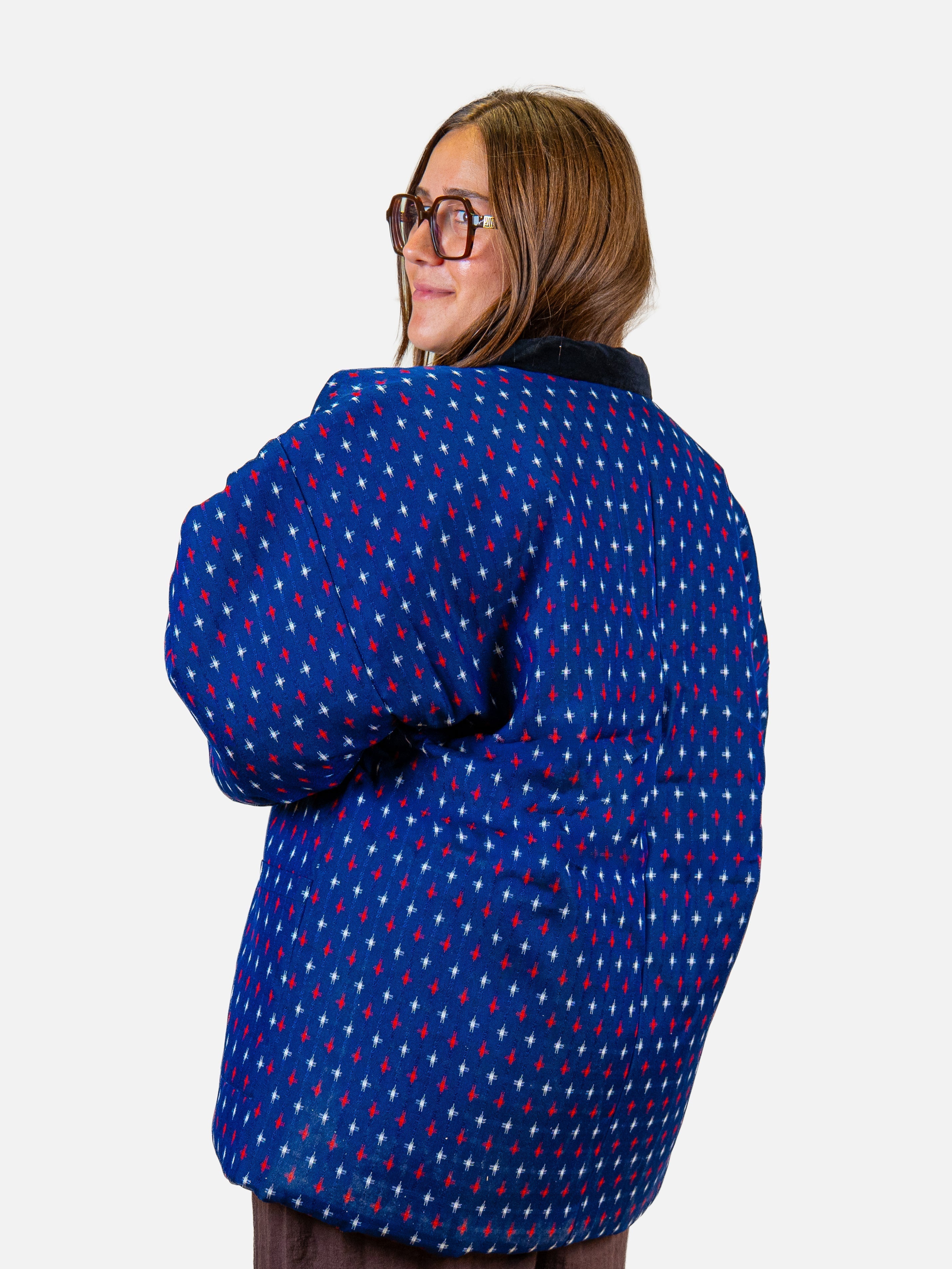 Women’s Hanten Jacket – Blue Kasuri