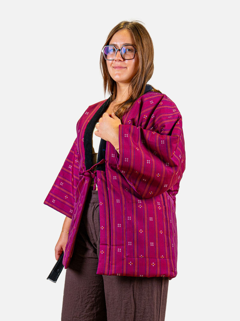 Women’s Hanten Jacket – Pink Shima ni Hishi