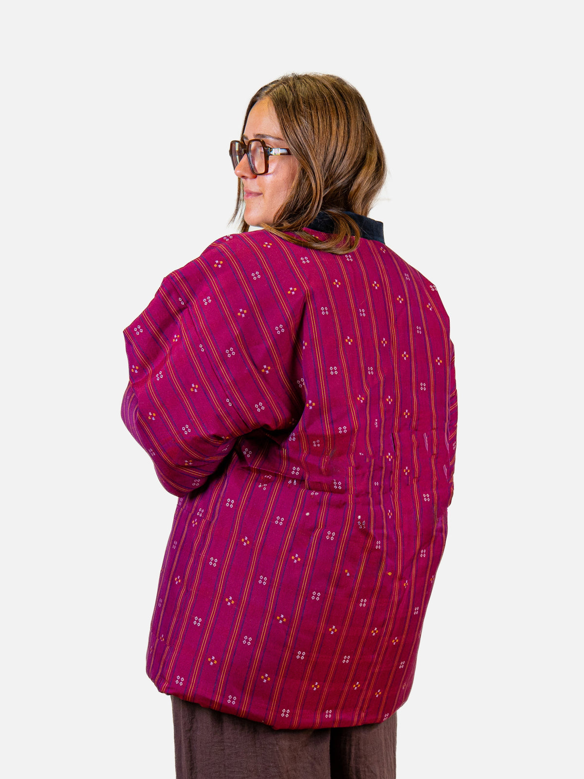 Women’s Hanten Jacket – Pink Shima ni Hishi