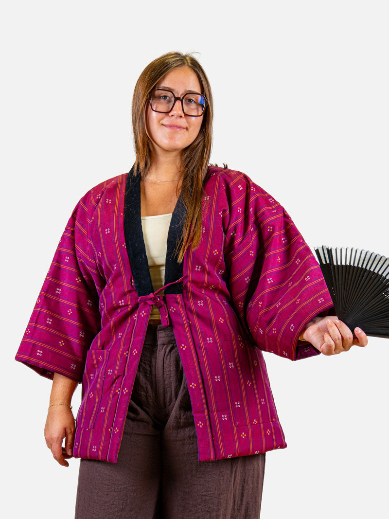 Women’s Hanten Jacket – Pink Shima ni Hishi ML