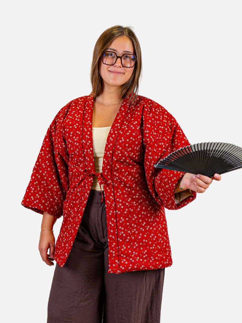Women’s Hanten Jacket – Red Sakura